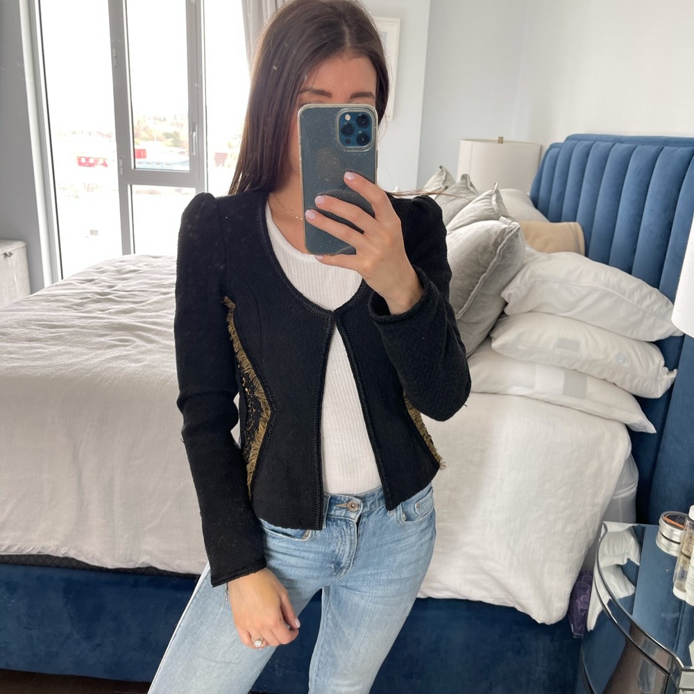 Maison scotch tweed black blazer